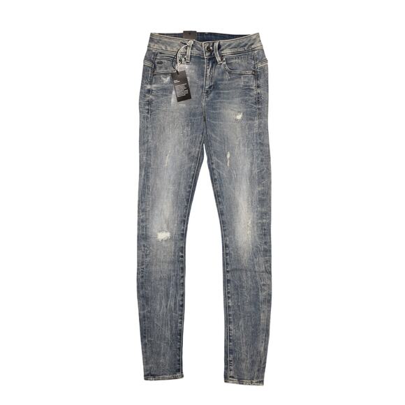 G-STAR RAW NEW $160‎ Midge Zip Mid Skinny Super Stretch Denim Jean Size 24 - Picture 1 of 4